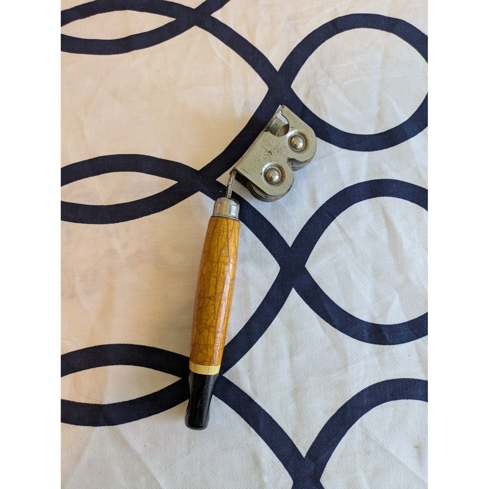 Vintage EKCO Wood Handle Knife Sharpener Pull Through Tool 1950s Made in USA